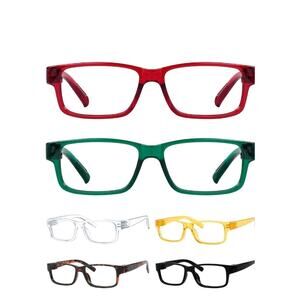 BFOCO Reading Glasses Metalless Screwless Spring Hinges for Men 6 Pack